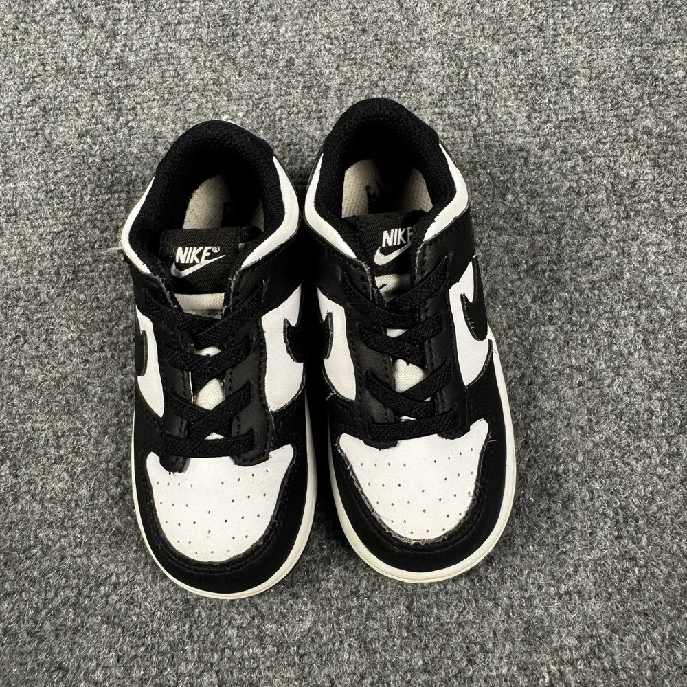 Nike Dunk Low Shoes Toddler Size 8C Black White Panda Sneakers CW1589-100